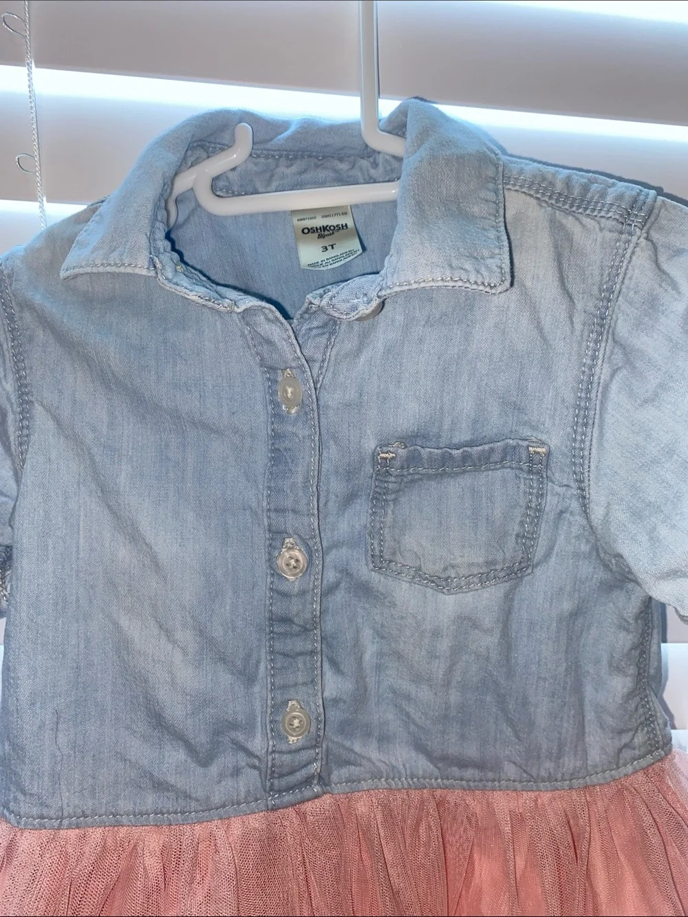 OshKosh B'gosh Light Blue Chambray Top with Pink Tulle Skirt